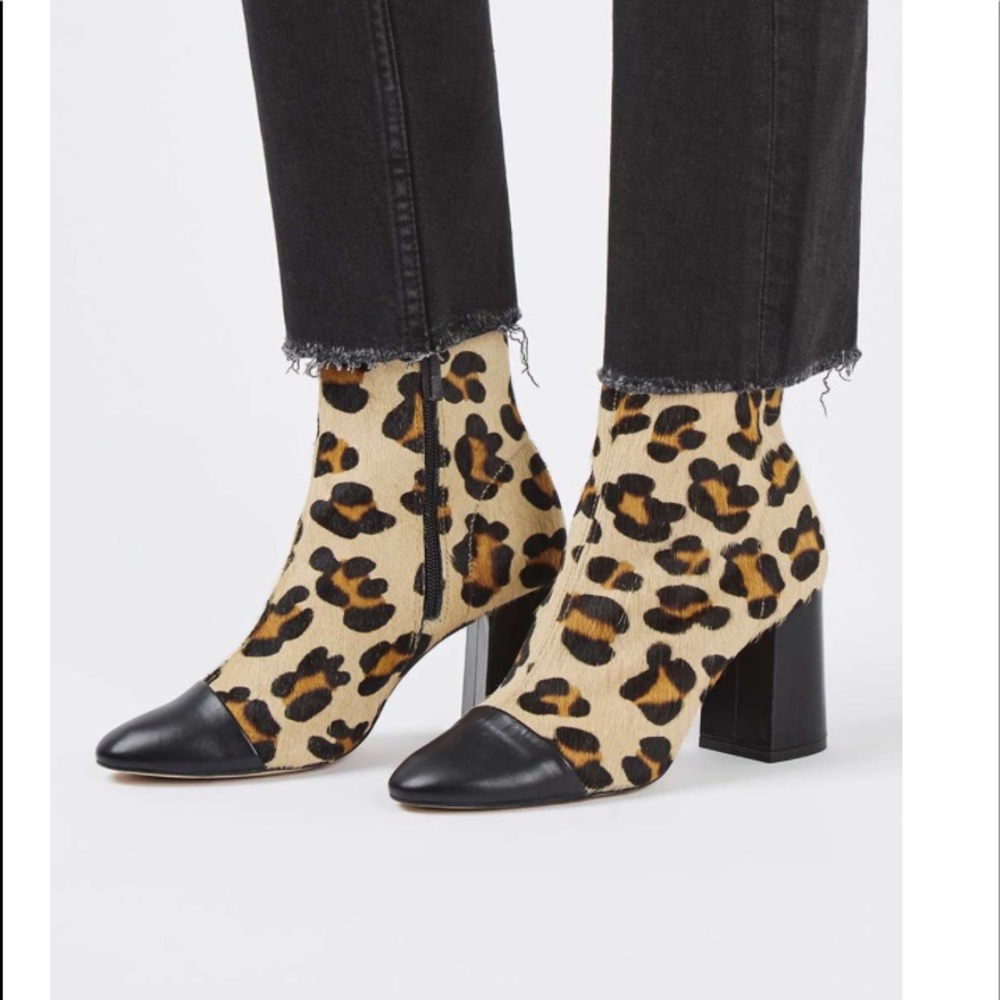 Topshop Cheetah Cap Toe Boot Size 6